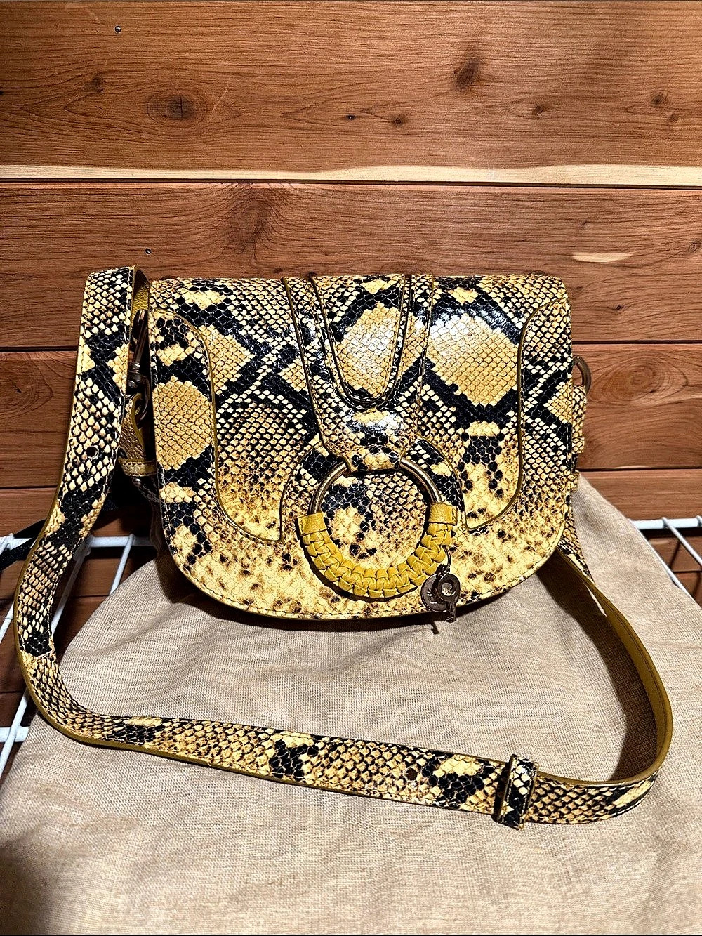 Chloé Snake-Print Crossbody in Yellow & Black Like New